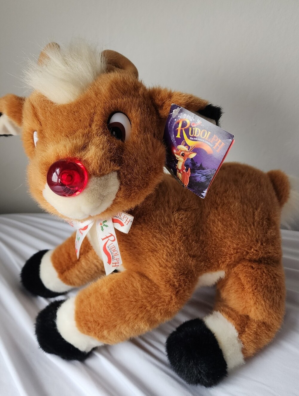 VTG 90s Rudolph The Red Nosed Reindeer Plush Stuffed Animal W/ Tags Prestige Toy